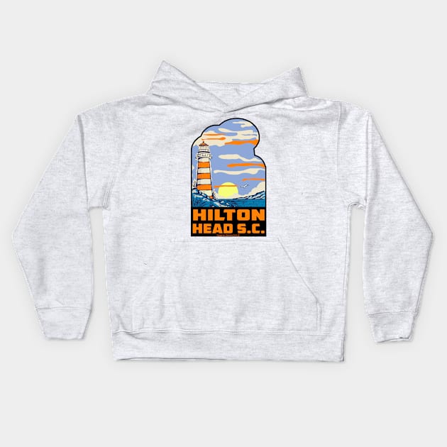 Hilton Head Island South Carolina SC Lighthouse Kids Hoodie by TravelTime